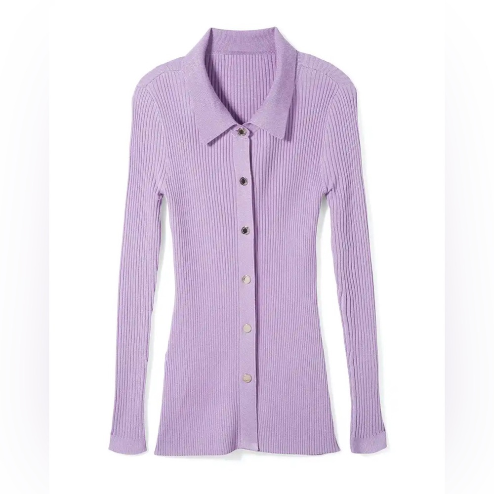 WHBM Ribbed Knit Button Up Cardigan - Picture 4 of 7